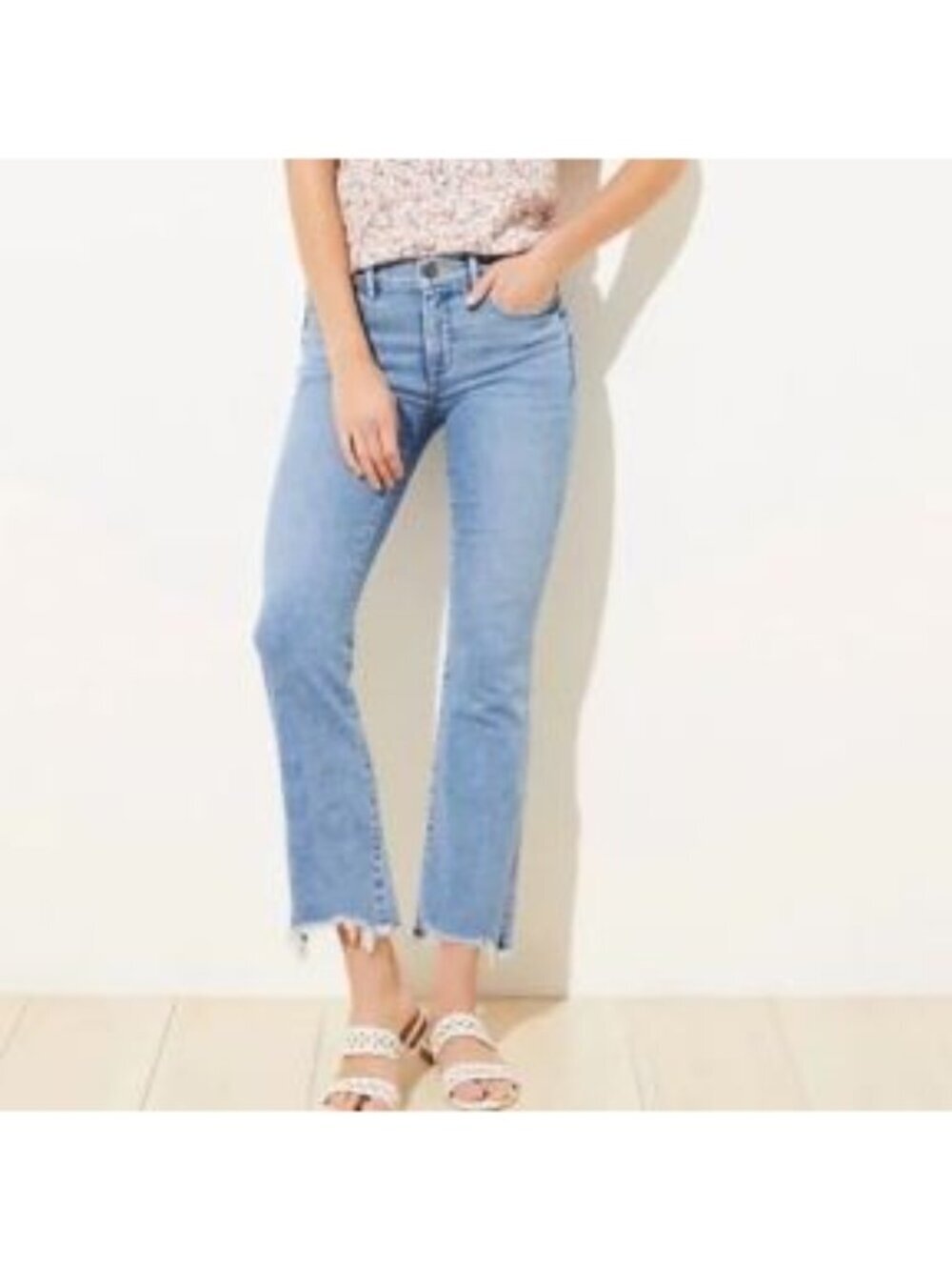 LOFT High Waist Flare Crop Jeans